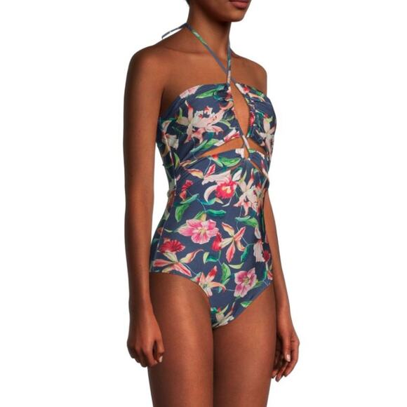 PatBO Laelia One-Piece Swimsuit Women’s M NEW Halterneck Floral Cutout Resort - Picture 1 of 16